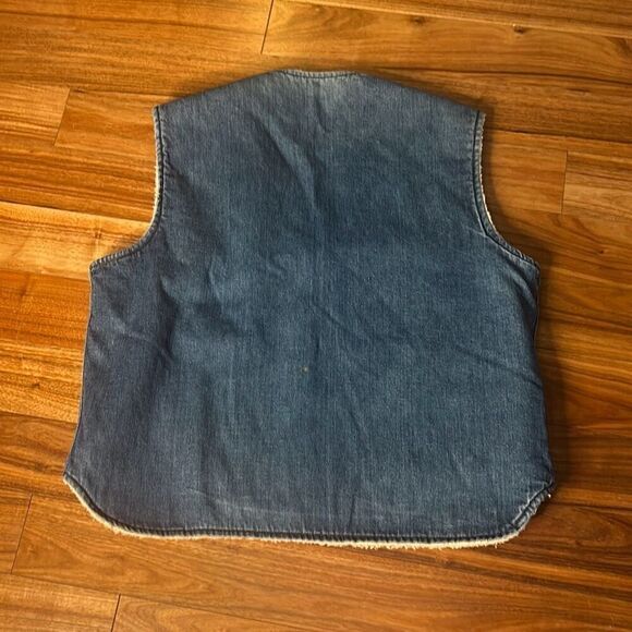 Vintage come on‎ strong denim Sherpa vest men's xl warm grunge distressed biker - Picture 10 of 11